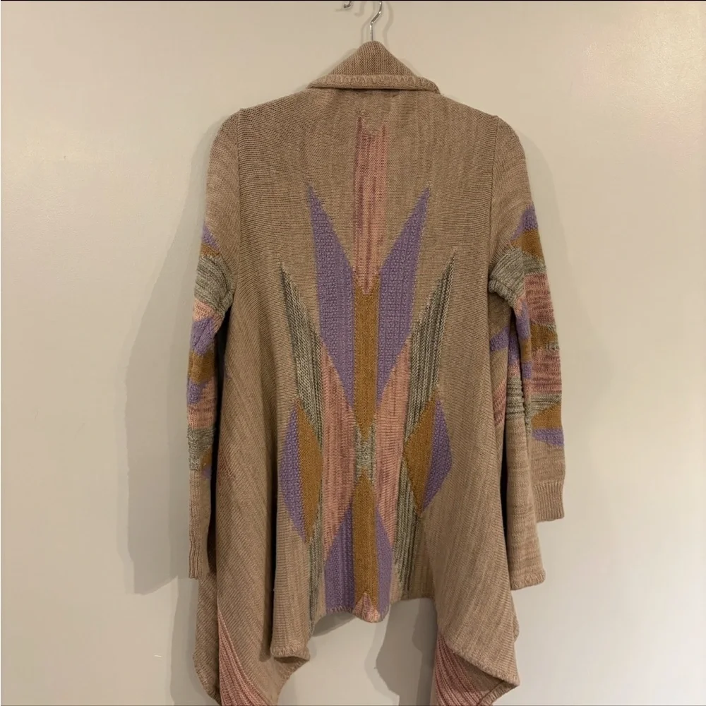 Vintage Ralph Lauren Cardigan Aztec Pastel print cotton Merino wool blend - Picture 9 of 13